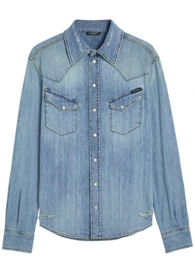 DOLCE & GABBANA Distressed denim shirt