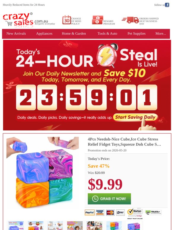 Squeeze, relax, repeat – 4-piece sensory cube set for $9.99
