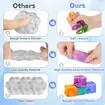 4Pcs Needoh-Nice Cube,Ice Cube Stress Relief Fidget Toys,Squeeze Doh Cube Squishy Fidget Toys,Sensory Stress Balls for Autism Anxiety Relief