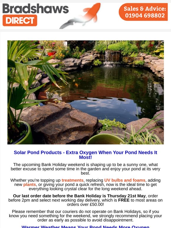 🌞Get Your Pond Ready For The Sunny Bank Holiday Weekend!🌞