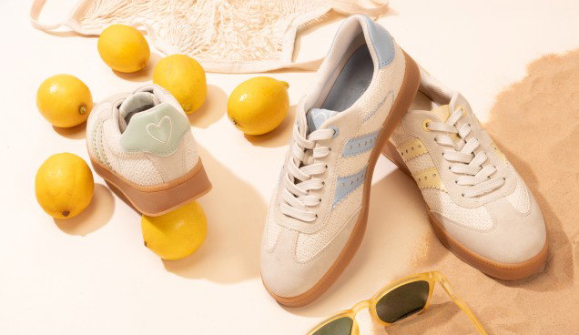 Ladies Marco Tozzi Vintage Stripe Gum Sole Trainer