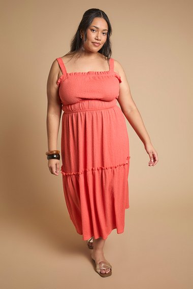 Curve Crinkle Jersey Elasticated Waist Strappy Maxi Dress