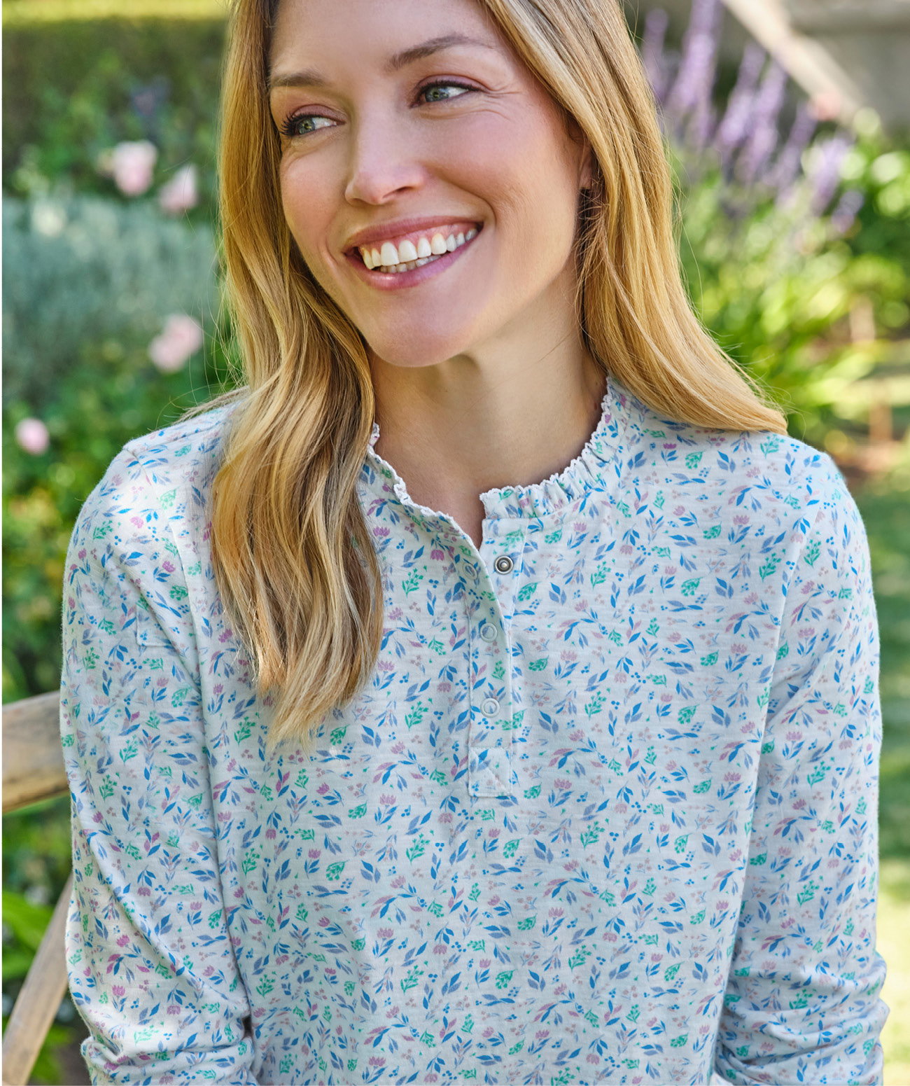 Frill Collar Popper Detail Top