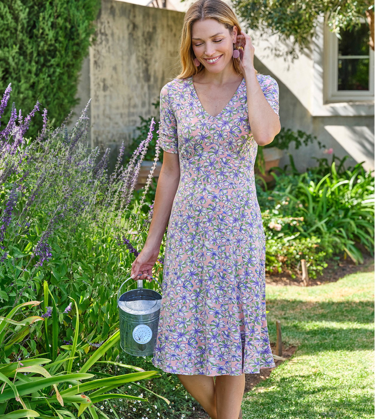 Tea Dress With Gathered Sleeves