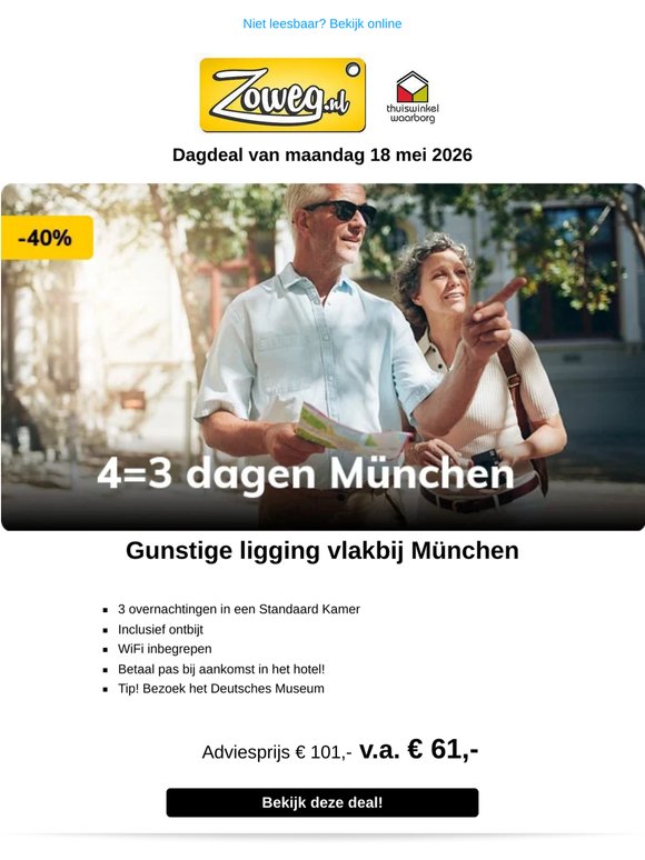 4=3 dagen München v.a. 61,-