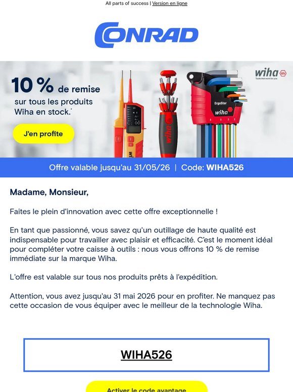 🎁 Offre Exclusive : -10% sur l'univers Wiha