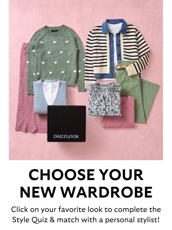 Choose your new wardrobe. Click on your favorite look to complete the Style Quiz and match with a personal stylist.