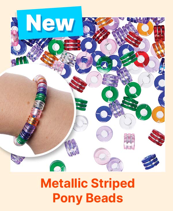 Metallic Striped Pony Beads