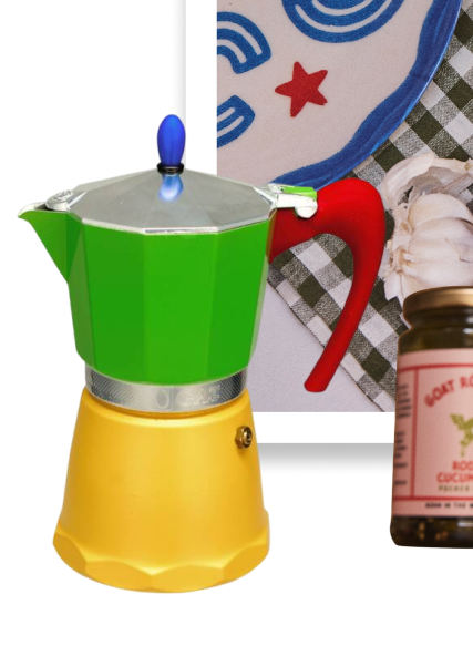 Italian Moka Pot Espresso Maker In Green And Yellow