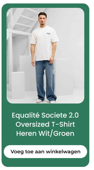 Equalité Societe 2.0 Oversized T-Shirt Heren Wit/Groen