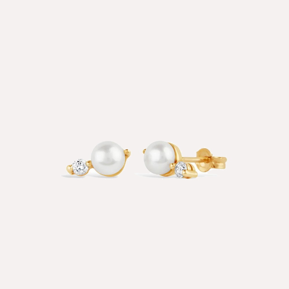 Shuga Pearl & Lab-Created Diamond Studs