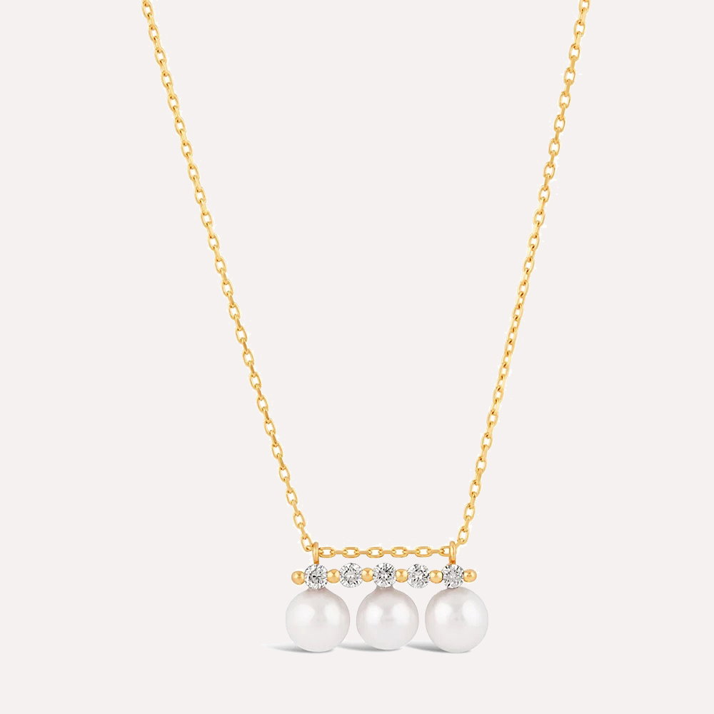 Shuga Triple Pearl & Lab-Created Diamond Pendant