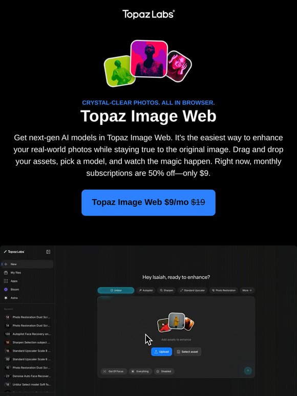 Topaz Image Web only $9/mo
