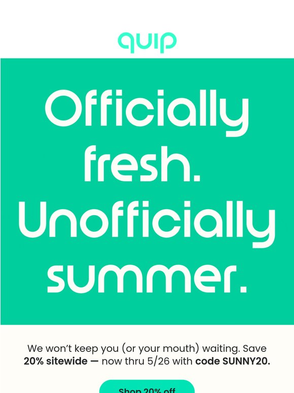 Memorial Day Sale: 20% off sitewide ☀️