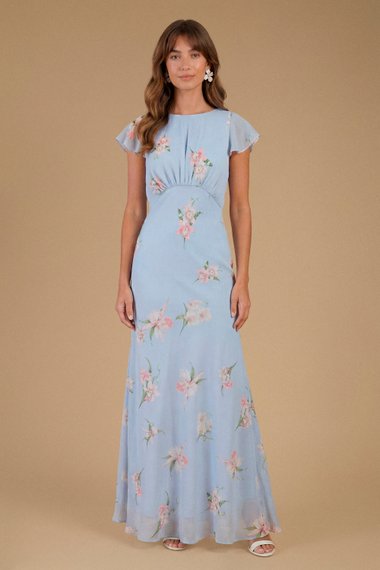 Orchid Floral Printed Waterfall Maxi Dress