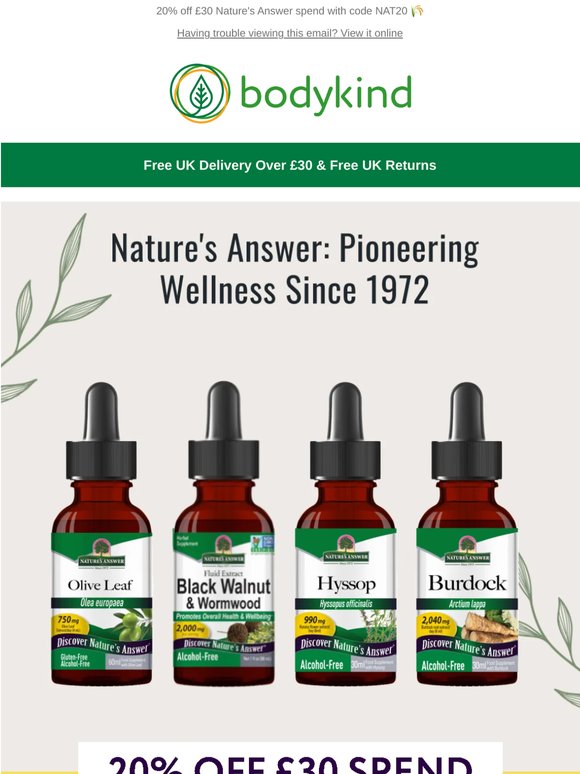 Offer of the Week: 20% off Nature's Answer 💛