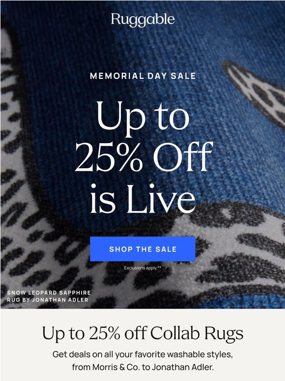 Up to 25% off rugs for every room