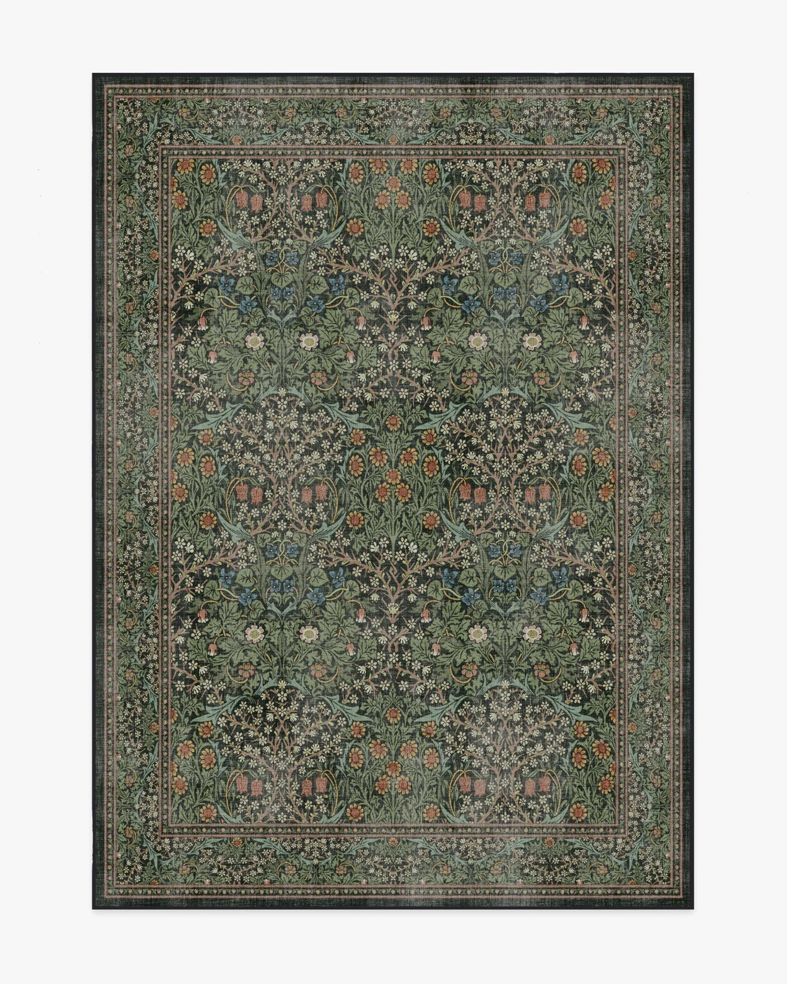 Image of Blackthorn Forest Green Rug by Morris & Co.