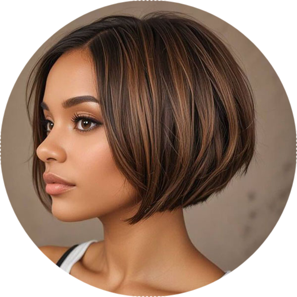 Ready to Wear Wig Brown Highlight Short Bob Wigs Glueless Human Hair Wigs