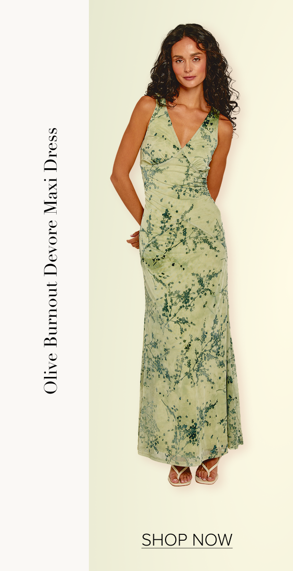 Olive Burnout Devore Maxi Dress