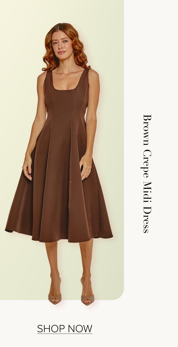 Brown Crepe Midi Dress