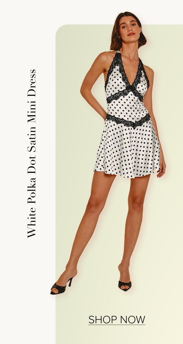 White Polka Dot Satin Mini Dress