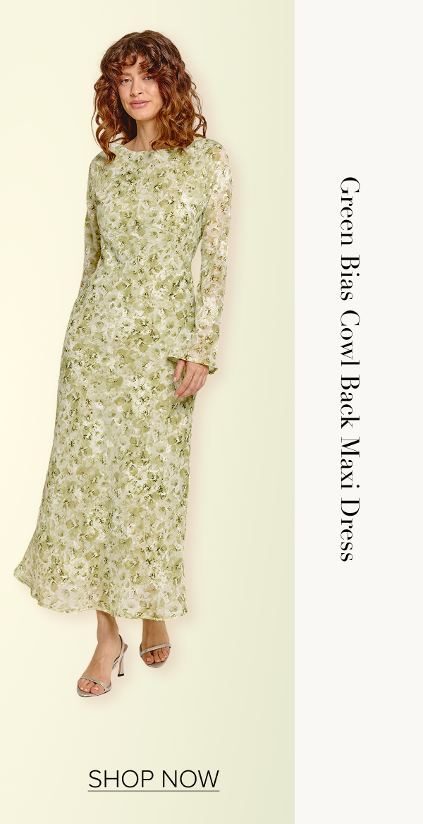 Green Bias Cowl Back Maxi Dress