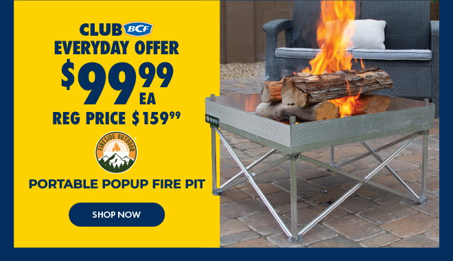 Club Everyday Offer $99.99 Portable Popup Fire Pit