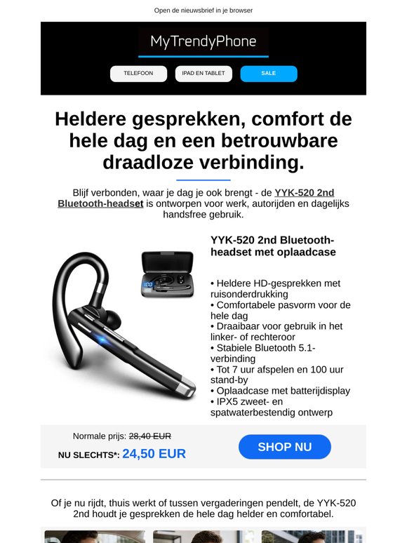 Comfortabele Bluetooth-headset voor werk en auto