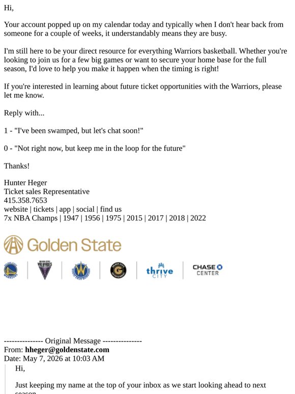 Re: Your Warriors Basketball Experience!