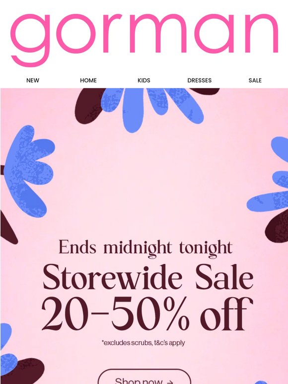 Final day! Storewide sale ends midnight!