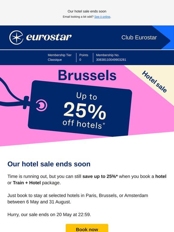 Up to 25% off hotel rooms