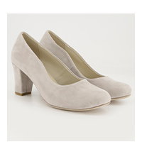 Zapato de tacón, terciopelo, corte ondulado, tacón de bloque, ancho H