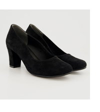 Zapato de tacón, terciopelo, corte ondulado, tacón de bloque, ancho H