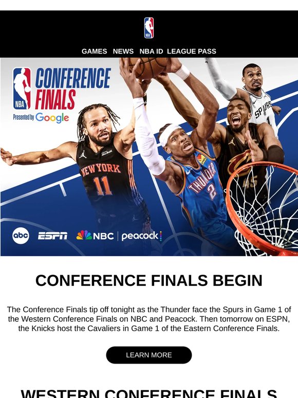 Tonight on NBC: The Conference Finals  🔥