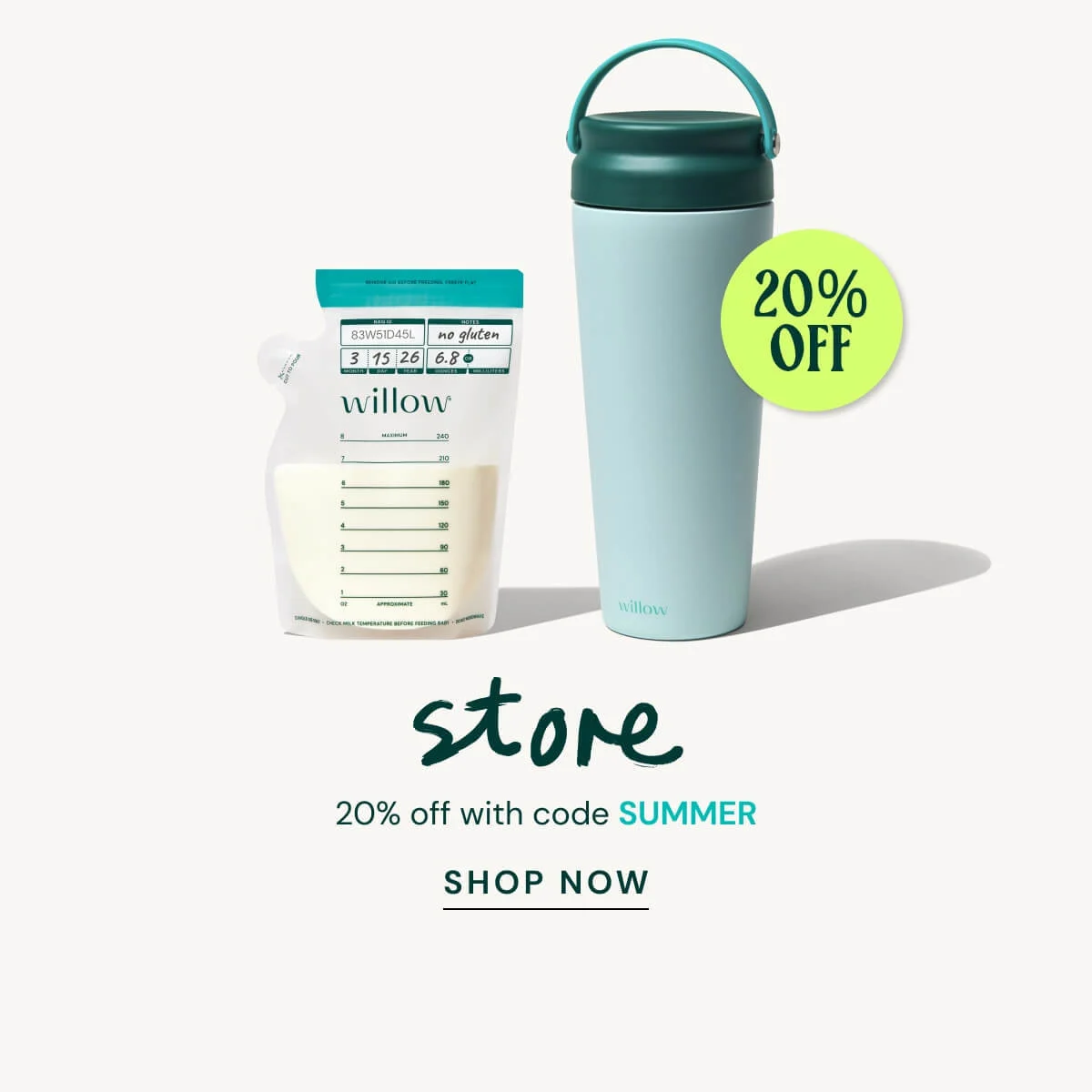 Breast milk storage bag and insulated bottle with summer discount