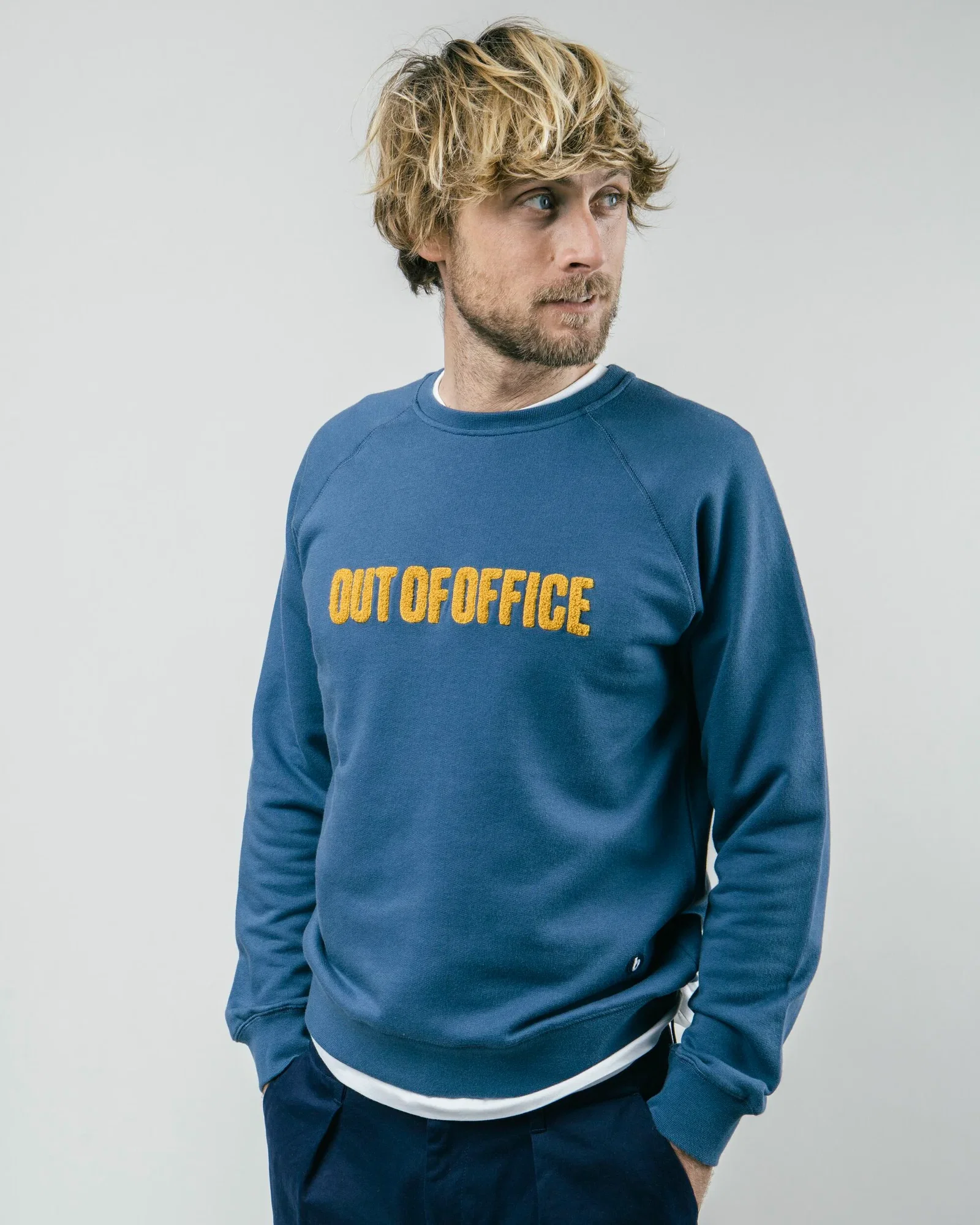 Image of Out of Office Cotton Sweatshirt Blue