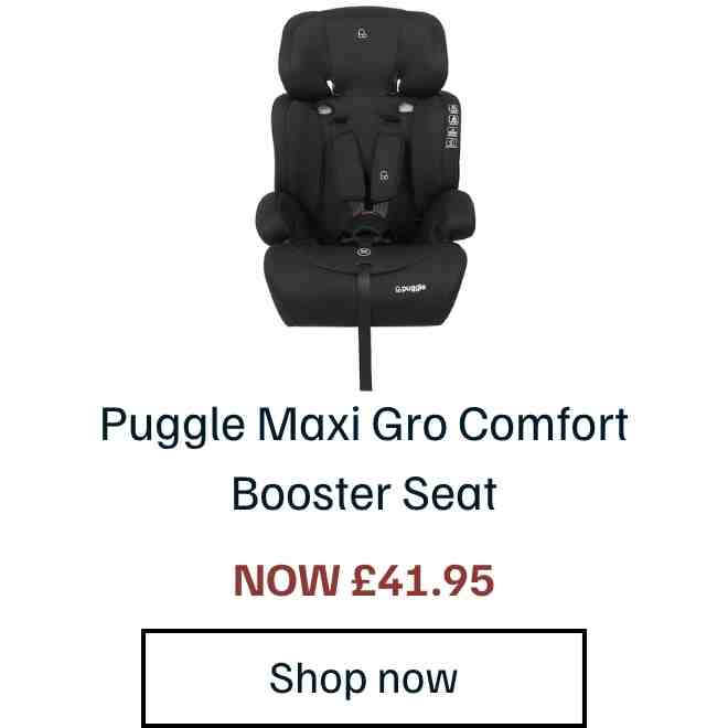 Puggle Maxi Gro Comfort Group 1/2/3 Eco Car Seat Booster Seat - Storm Black (9 Months-12 Years)