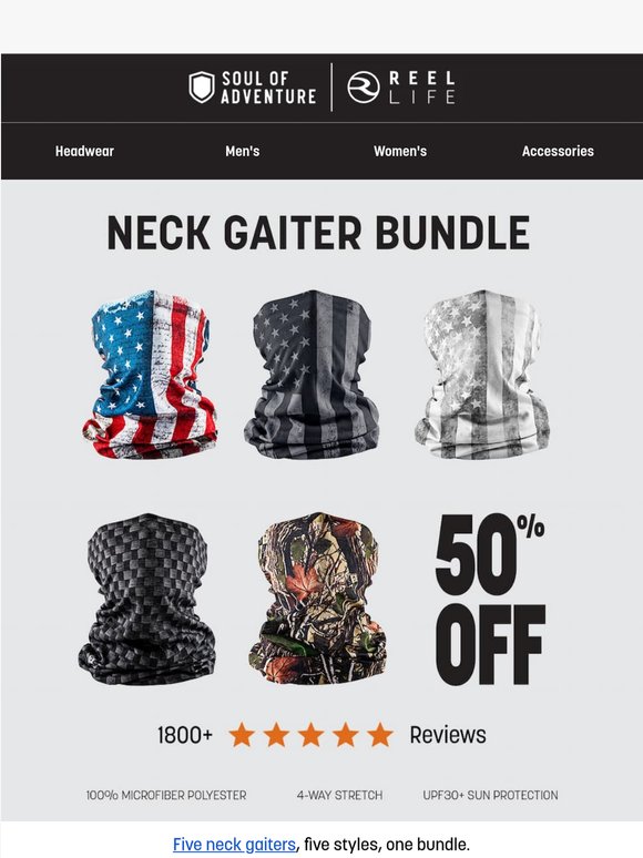 Gaiter 5-pack, 50% Off! Live now...
