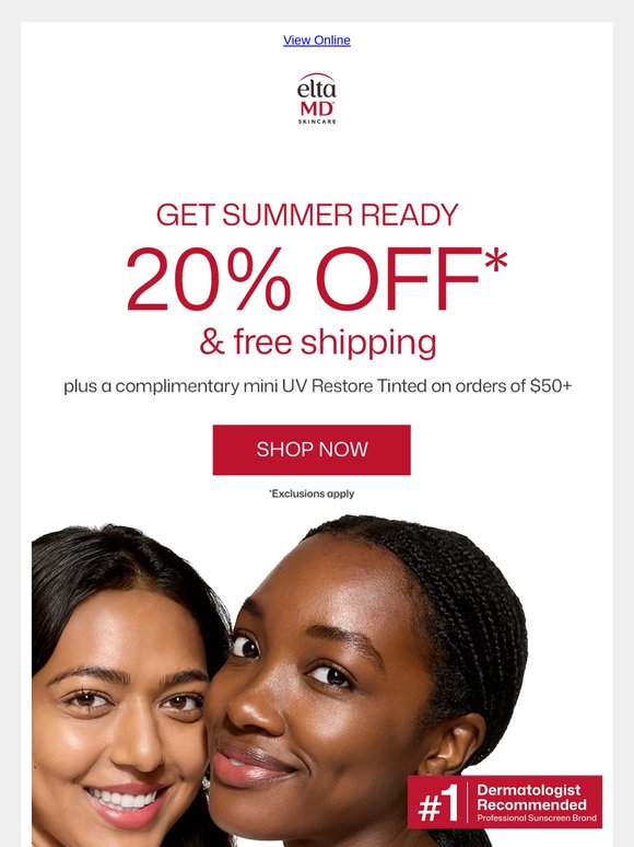 Get summer ready: 20% off & free shipping