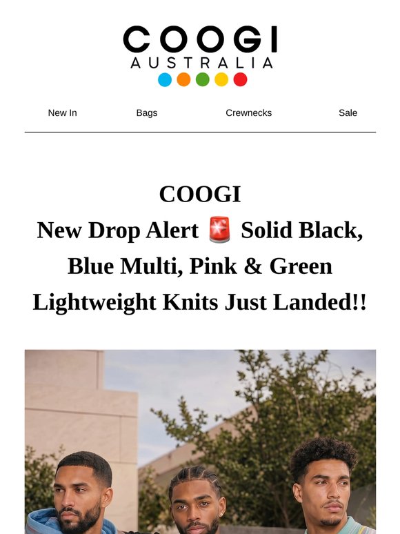COOGI: New Drop Alert 🚨 3 New Lightweight Knit Colors Just Landed And All Sizes Are Available Now. Perfect For Spring & Summer. Shop Before Your Size Sells Out!