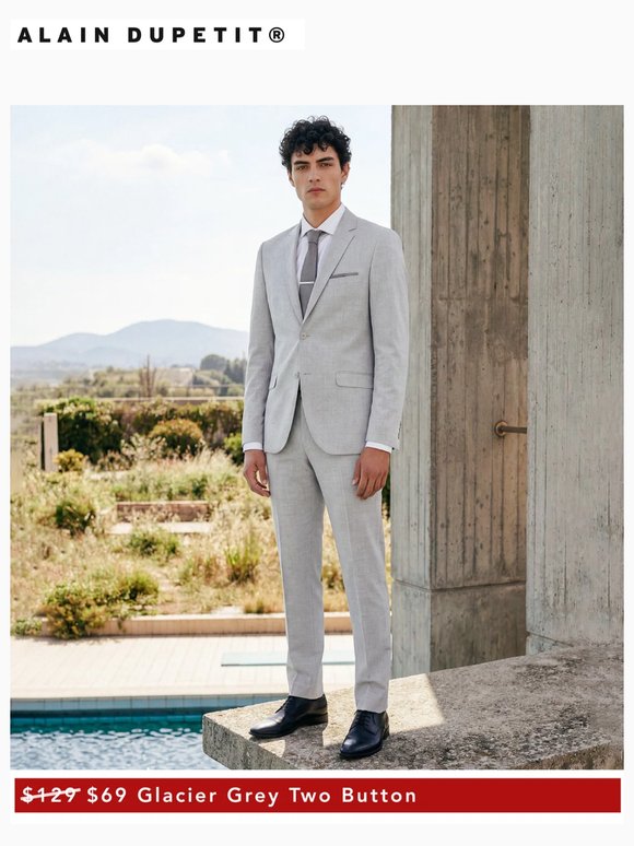$69 Glacier Grey | $89 Burgundy | $99 Black Shawl Tux | $99 Royal Blue Birdseye