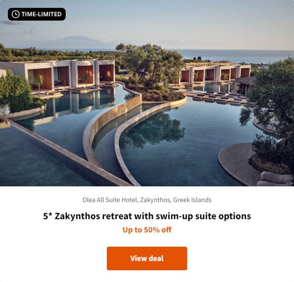 5* Zakynthos retreat with swim-up suite options