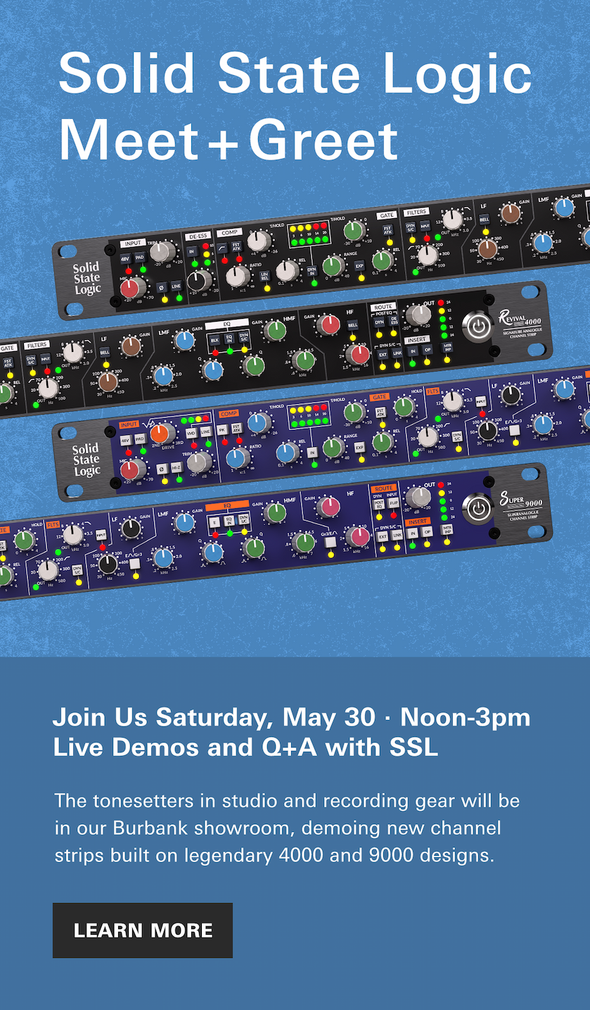 Join Us Sat 5/30: Solid State Logic Meet + Greet