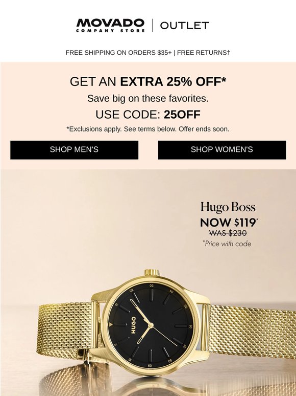 Extra 25% Off Gold Watches