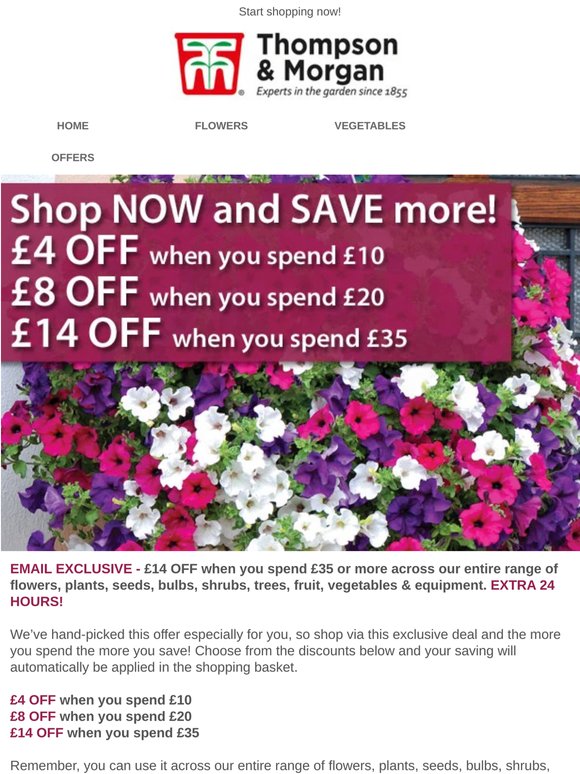 £14 OFF your order! EXTRA 24 HOURS!