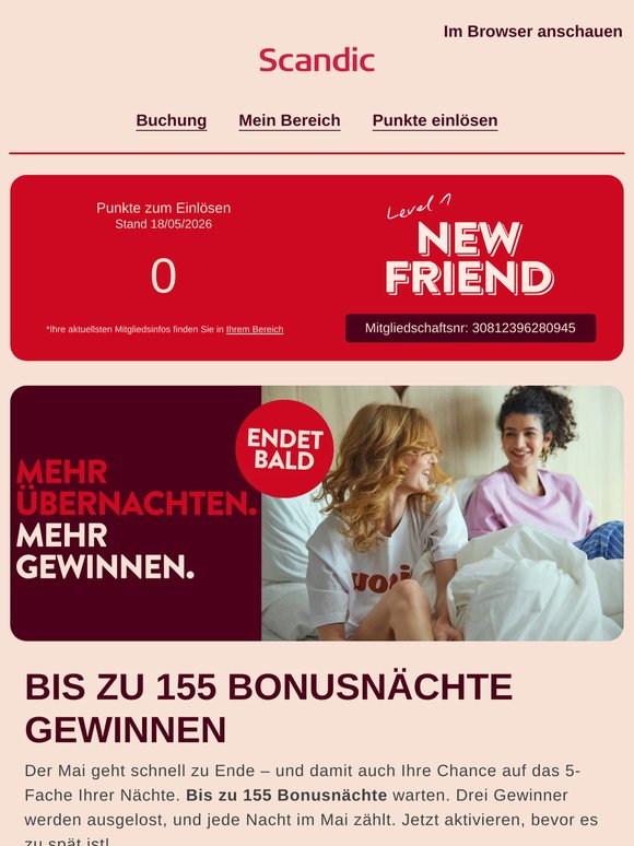 ⏰Letzte Chance! Im Mai übernachten - 5-fach Nächte gewinnen.