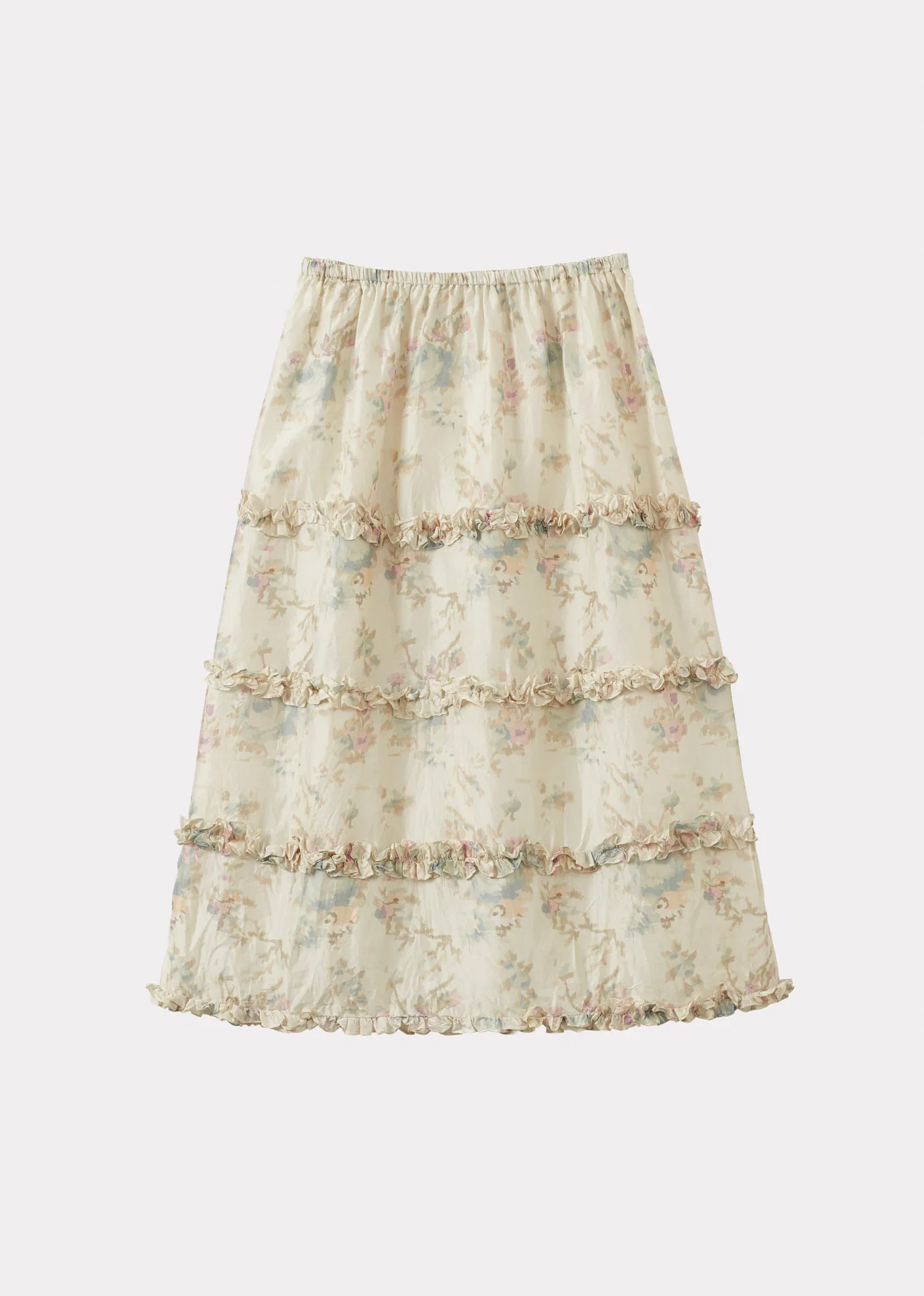 Image of VERITY WOMEN'S SILK SKIRT - BLUE ROSE PRINT