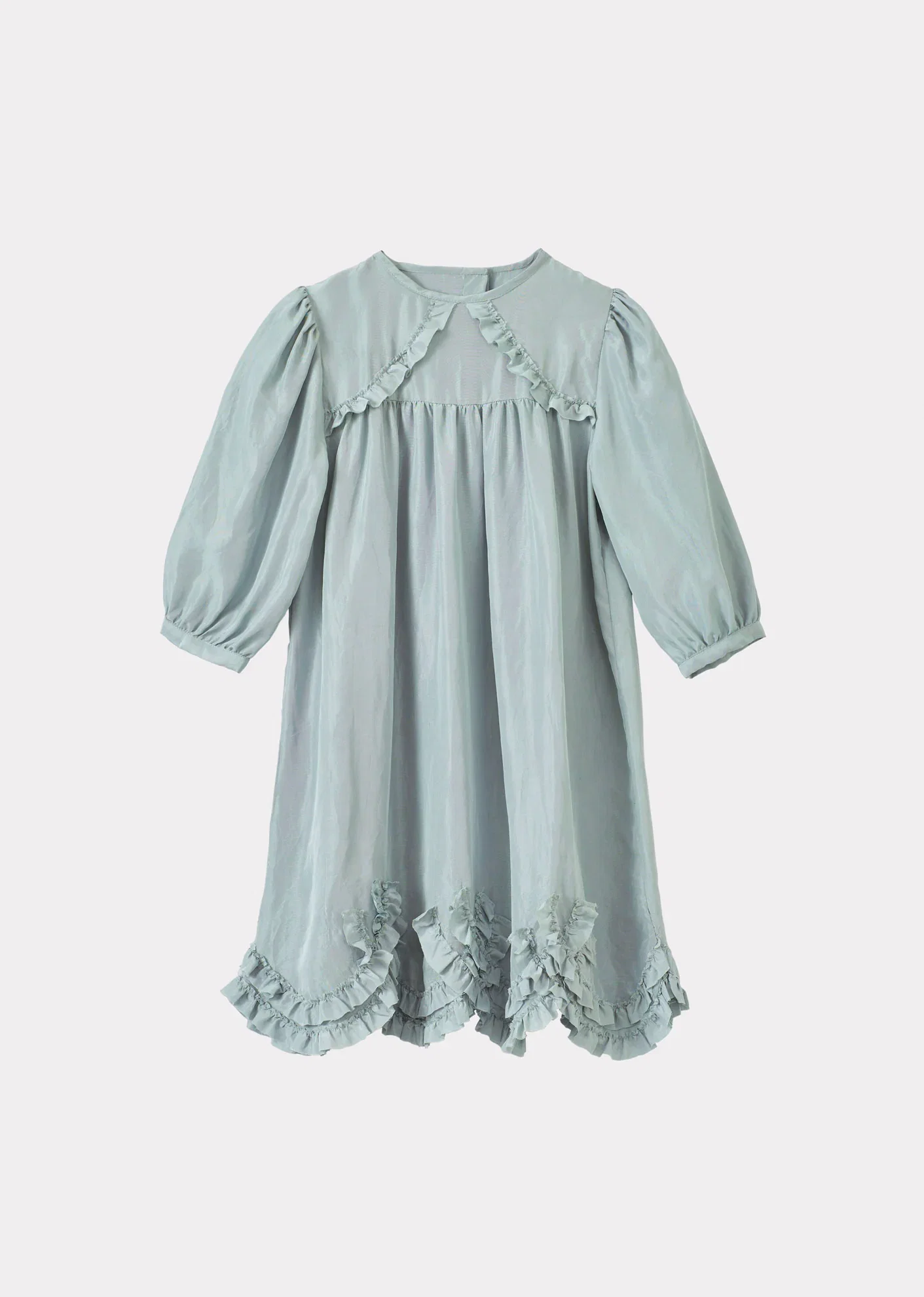 Image of MARTA GIRL'S SILK DRESS - MIST BLUE