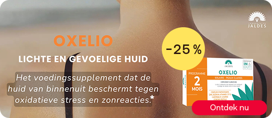 Oxelio supplement voor gevoelige huid tegen oxidatieve stress, knop “Bestel nu”.